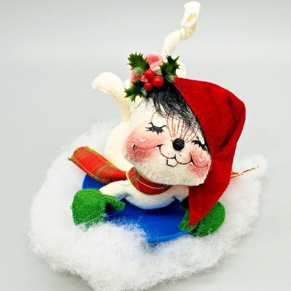 Annalee Other - Annalee Mobilitee Dolls Christmas Mouse Sledding Saucer Blue Sled 1998 Made USA